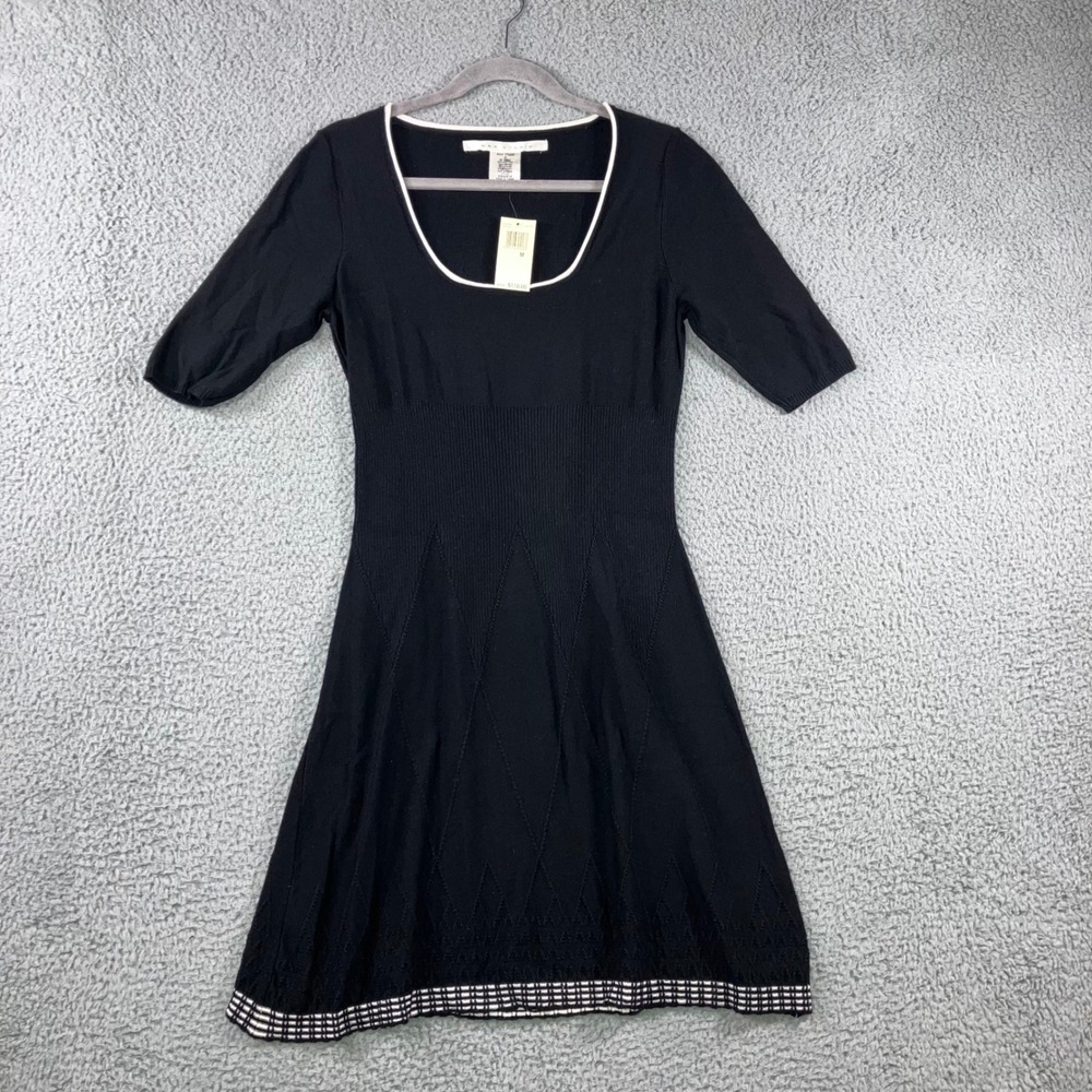 Max Studio Dress M Black Scoop Neck 3/4 Sleeve Office Siren Mod Versatile Preppy